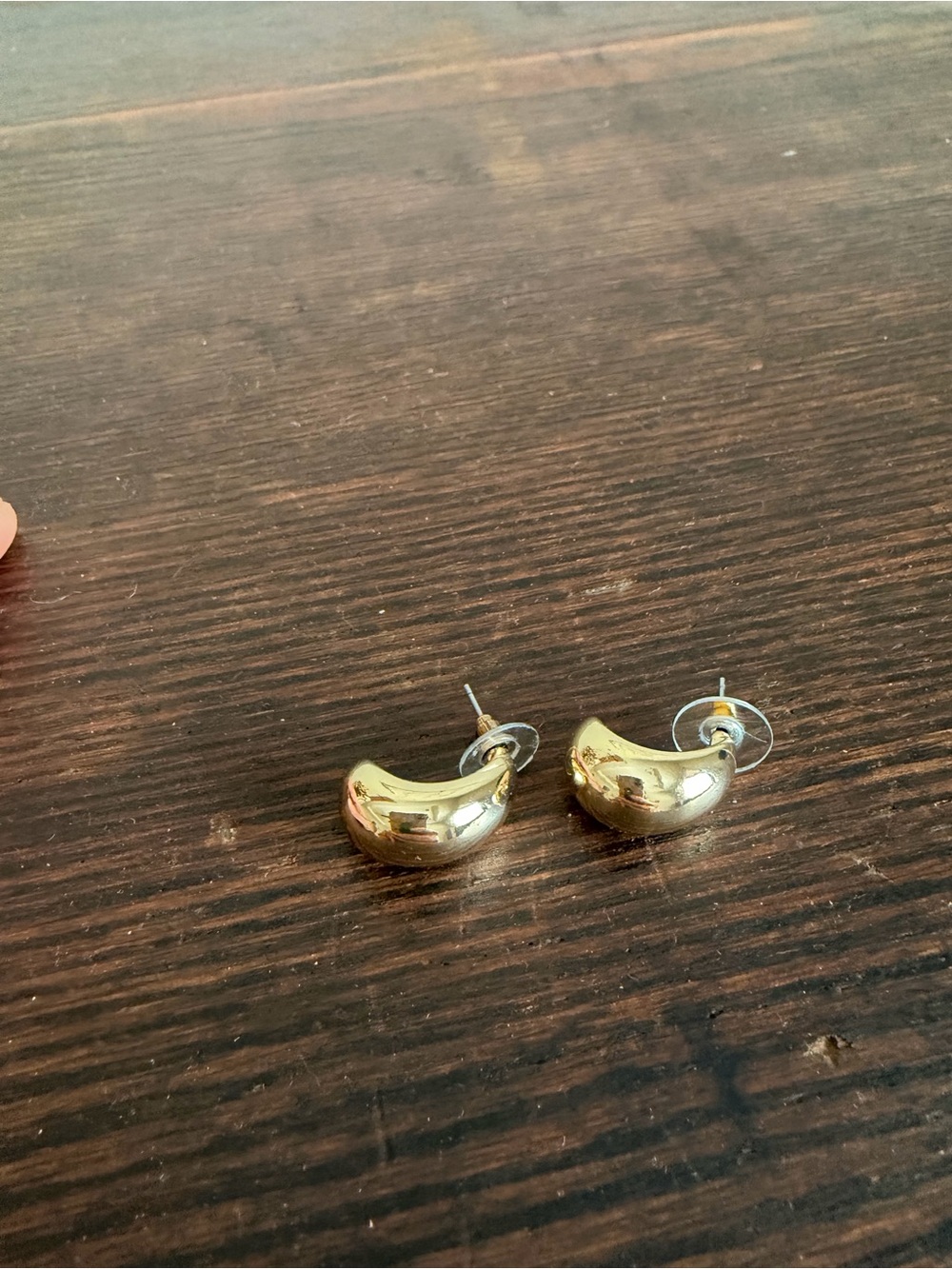 Gold Crescent Hoop Stud Earrings - Women Jewelry